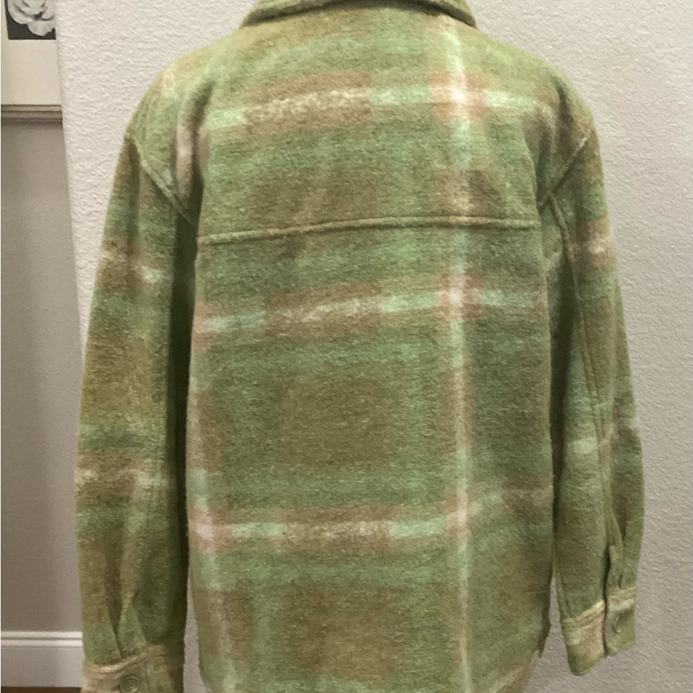 Joie Women's Green Plaid Shirt Jacket with Pockets Size Medium - Picture 5 of 7